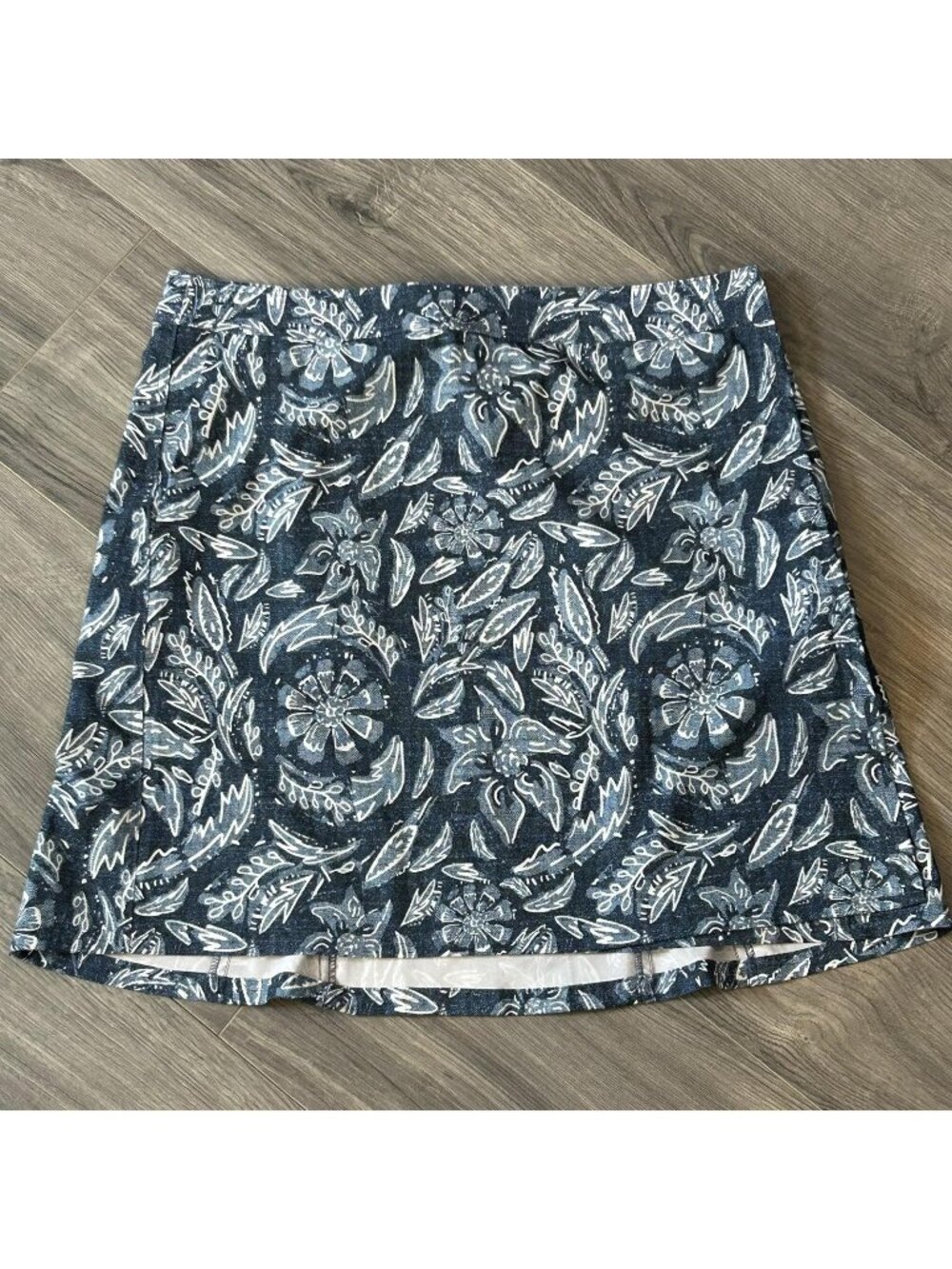 RipSkirt Skirt Womens L Blue Floral Wrap Short Quick Dry Stretch Travel Beach